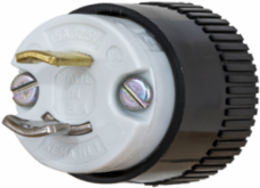 Midget Locking Male Plug, 15A 125V, 2-Pole 2-Wire, 1.25 Inch x 1.25 Inch x 1.60 Inch