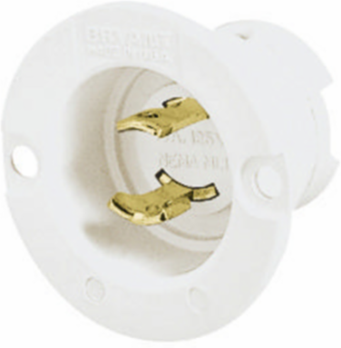 Midget Locking Plug, 15A 125V, 2-Pole 2-Wire Non Grounding, Flanged Inlet, Screw Terminal