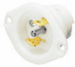 Midget Locking Flanged Inlet Device, 15A 125/250V, 3-Pole, 3-Wire, 2.06 Inch x 1.62 Inch x 1.17 Inch