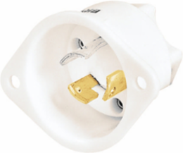 Industrial Flanged Inlet Locking Device, 15A 125V/10A 250V, 3-Pole, Black