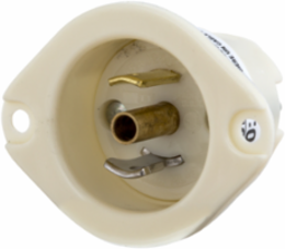 Midget Locking Device, Flanged Inlet, 15A 125V, 2-Pole 3-Wire Grounding