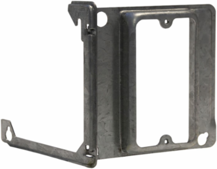 Hinged Mud Ring 1-Gang Raised 3/4 Inch, Dimensions 0.920 x 4.280 x 4.470 Inch, Steel