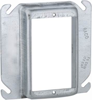 4 Inch Square Mud Ring Cover, 1-Device, 1 Inch Raised, 10.3 cu. in. Capacity