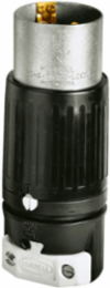 Industrial Male Plug, 50A 250V/600V AC, 3-Pole 4-Wire, Screw Terminal, Composite, Black/White