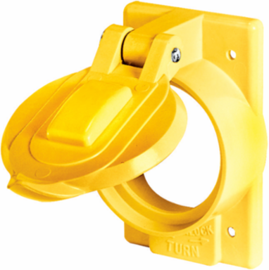 Weatherproof Cover 1-Gang 50A Locking Opening Yellow Polycarbonate 3.300 Inch Width