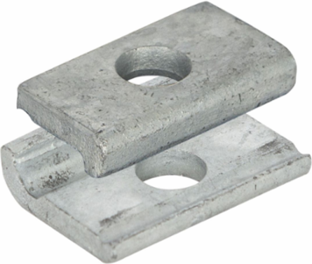 Cable suspension clamp is used with 5/8" through bolt to support messenger cable at poles with straight runs. Through bolt also serves as clamping member.