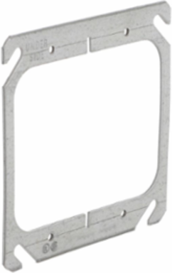 4 Inch Square Cover, 2-Device Flat, Steel, 0.063 Inch Thickness