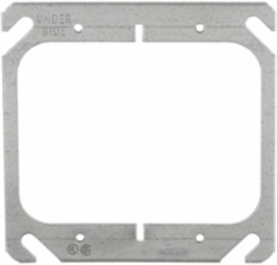 4 Inch Square Cover, 2-Device Flat, Steel, 0.063 Inch Thickness