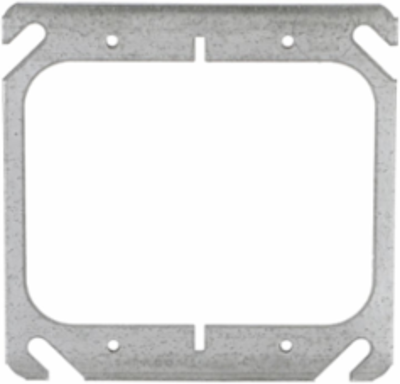 4 Inch Square Cover, 2-Device Flat, Steel, 0.063 Inch Thickness