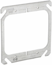 4 Inch Square Cover, 2-Device Flat, Steel, 0.063 Inch Thickness