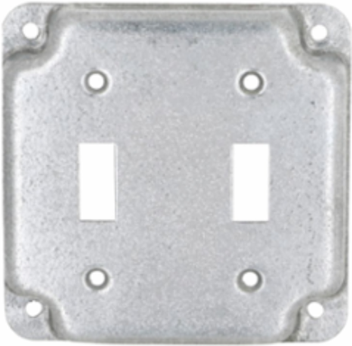 4 Inch Square Exposed Work Cover for 2 Toggle Switches, cULus Listed