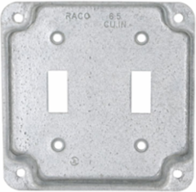4 Inch Square Exposed Work Cover for 2 Toggle Switches, cULus Listed