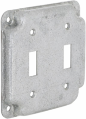 4 Inch Square Exposed Work Cover for 2 Toggle Switches, cULus Listed