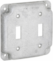 4 Inch Square Exposed Work Cover for 2 Toggle Switches, cULus Listed