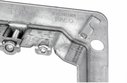 2-Gang Hinged Adjustable Mud Ring for 4-11/16 Inch Square Boxes, 1/2 to 1-3/8 Inch Adjustability