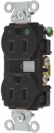 Hubbell-Pro Duplex Receptacle, Hospital Grade, LED Indicator, 15A 125V, 3.28 Inch x 1.57 Inch x 1.15 Inch, Black