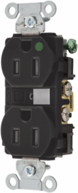 Heavy Duty Tamper Resistant Duplex Receptacle, 15A 125V, Black