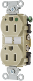 Hospital Grade Duplex Receptacle, 2-Pole 3-Wire, 15A 125V, LED Indicator, Ivory