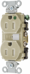 Hospital Grade Duplex Receptacle, 15A 125V, Ivory, 2-Pole 3-Wire
