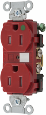 Hubbell-Pro Heavy Duty Hospital Grade Duplex Receptacle, 15A 125V, Red