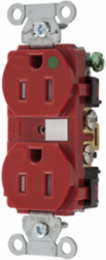 Hubbell-Pro Heavy Duty Hospital Grade Duplex Receptacle, 15A 125V, Red