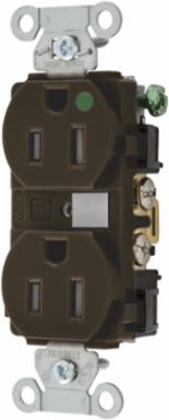 Hospital Grade Duplex Receptacle, 15A 125V, Tamper Resistant, Brown