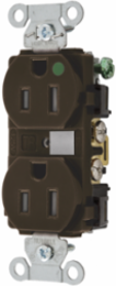 Hospital Grade Duplex Receptacle, 15A 125V, Tamper Resistant, Brown
