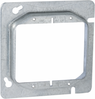 4-11/16 Inch Square Cover 2-Device Mud Ring, 3/4 Inch Raised, Zinc Steel