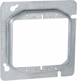 4-11/16 Inch Square Cover 2-Device Mud Ring, 3/4 Inch Raised, Zinc Steel