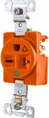 Hospital Grade Receptacle, 20A 250V, 2-Pole 3-Wire, Isolated Ground, Orange