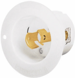 Flanged Inlet Locking Device 20A 250V 2-Pole 2-Wire Composite 2.56 Inch x 2.56 Inch