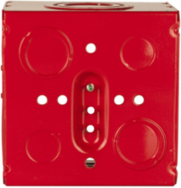 Life Safety Square Box 4-11/16 Inch, Welded, 3-1/4 Inch Deep, Red