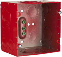 Life Safety Square Box 4-11/16 Inch, Welded, 3-1/4 Inch Deep, Red
