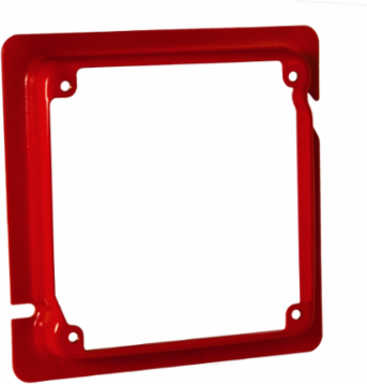 Life Safety Square Adapter Ring 4-11/16 Inch x 4 Inch, 5/8 Inch Raised, Red