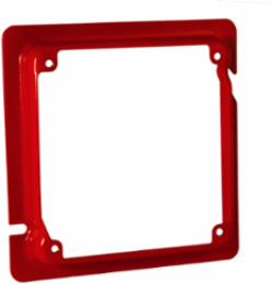 Life Safety Square Adapter Ring 4-11/16 Inch x 4 Inch, 5/8 Inch Raised, Red