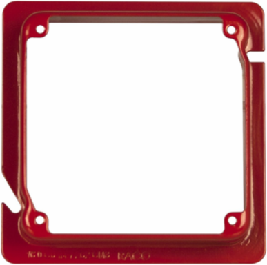 Life Safety Square Adapter Ring, 4-11/16 Inch x 4 Inch, 1-1/4 Inch Raised, Red