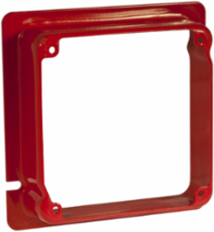 Life Safety Square Adapter Ring, 4-11/16 Inch x 4 Inch, 1-1/4 Inch Raised, Red