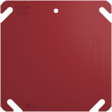 4 Inch Steel Flat Life Safety Square Cover, Red, cULus Listed