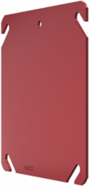 4 Inch Steel Flat Life Safety Square Cover, Red, cULus Listed