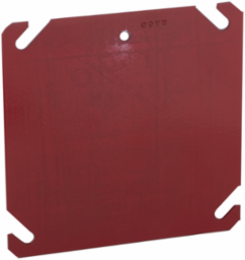 4 Inch Steel Flat Life Safety Square Cover, Red, cULus Listed