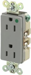 Duplex Receptacle, Hospital Grade, 15A 125V, 2-Pole 3-Wire, Gray