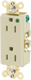 Hospital Grade Duplex Receptacle, 15A 125V, 2-Pole 3-Wire, Ivory