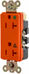 Duplex Hospital Grade Receptacle, Isolated Ground, 20A 125V, 2-Pole 3-Wire, Orange
