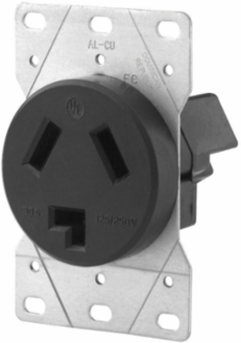 Commercial Grade Flush Mount Receptacle, 30A 125/250V, 3-Pole, Black