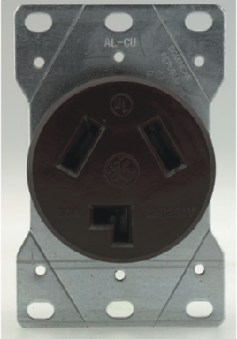 Commercial Grade Flush Mount Receptacle, 30A 125/250V, 3-Pole, Black