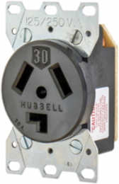 Commercial Grade Flush Mount Receptacle, 30A 125/250V, 3-Pole, Black