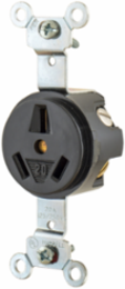 Commercial Grade Flush Mount Receptacle, 20A 250V, 3-Pole 3-Wire, Black