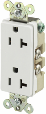 Duplex Receptacle, 20A 125V, 2-Pole 3-Wire Grounding, White