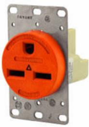 Commercial Grade Flush Mount Receptacle, 30A 250V, 2-Pole 3-Wire, Isolated Ground, Orange