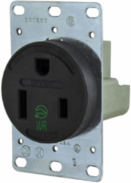 EV Charging Receptacle, 50A 250V, 2-Pole 3-Wire, NEMA 6-50R, Black
